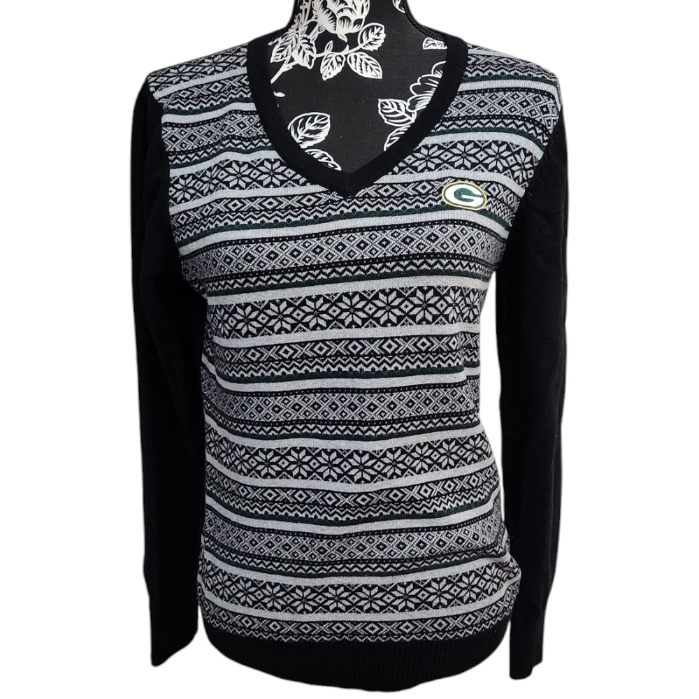 Cutter & Buck V-Neck Fair Isle Knit Patterned Sweater